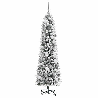 Kunstkerstboom met 300 LED Wit 180 cm PVC en Metaal en Plastic