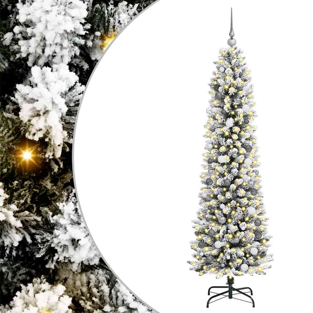 Kunstkerstboom met 300 LED Wit 210 cm PVC en Metaal en Plastic