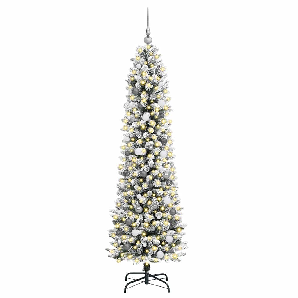 Kunstkerstboom met 300 LED Wit 210 cm PVC en Metaal en Plastic