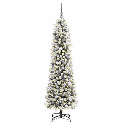 Kunstkerstboom met 300 LED Wit 210 cm PVC en Metaal en Plastic