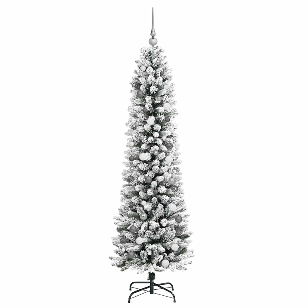 Kunstkerstboom met 300 LED Wit 210 cm PVC en Metaal en Plastic