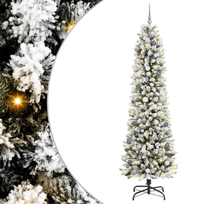 Kunstkerstboom met 300 LED Wit 240 cm PVC en Metaal en Plastic