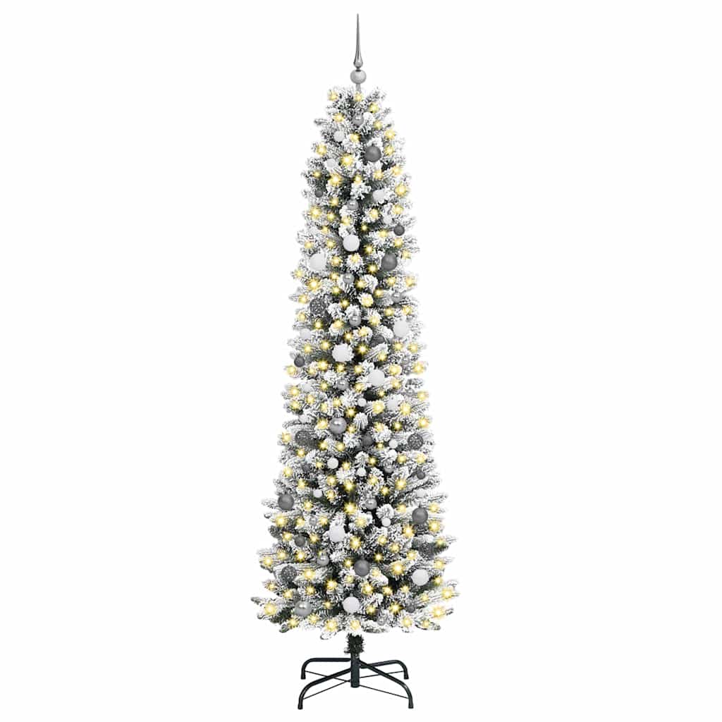 Kunstkerstboom met 300 LED Wit 240 cm PVC en Metaal en Plastic