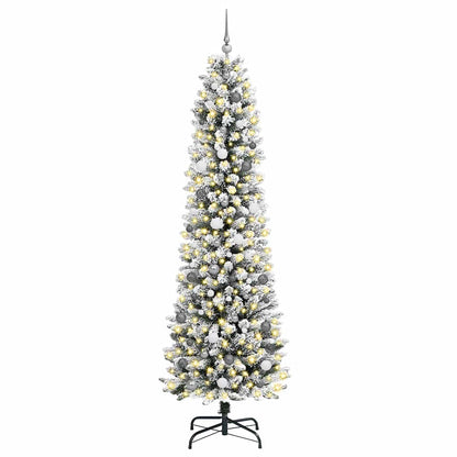 Kunstkerstboom met 300 LED Wit 240 cm PVC en Metaal en Plastic
