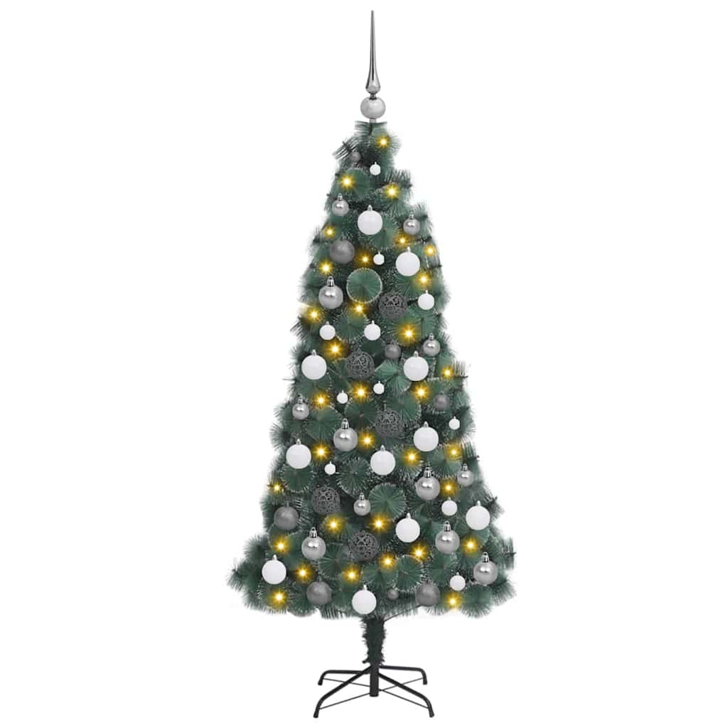 Kunstmatige Vorstverlichte Kerstboom met Bal Set Groen 120 cm