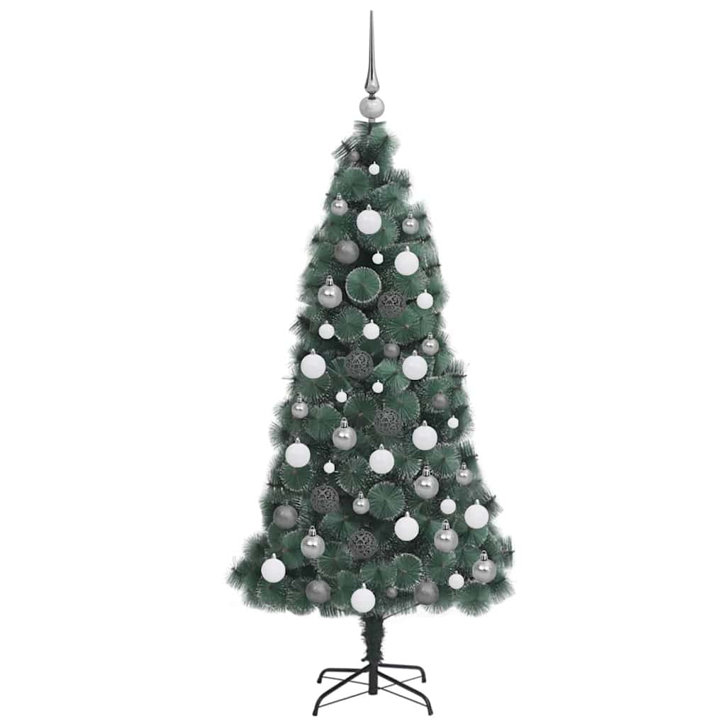 Kunstmatige Vorstverlichte Kerstboom met Bal Set Groen 120 cm