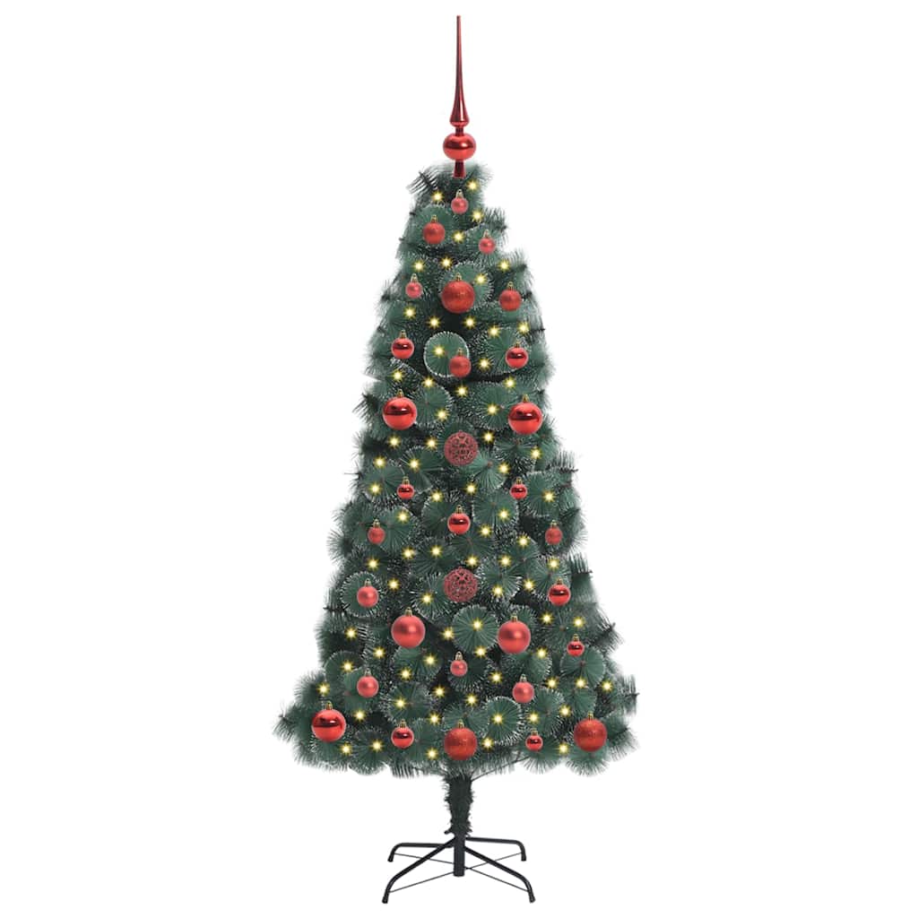 Artificial Pre-lit Kerstboom met Ballenset Groen 120 cm PET