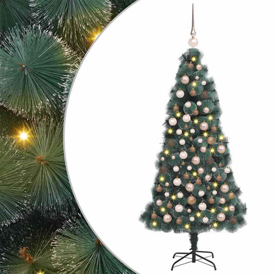 Kunstkerstboom met verlichting en ballenset Groen 150 cm PET