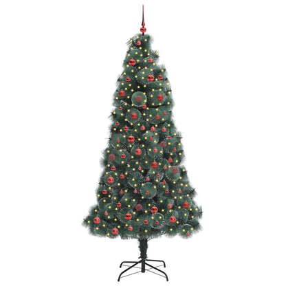 Artificial Pre-lit Kerstboom met Ballenset Groen 210 cm PET