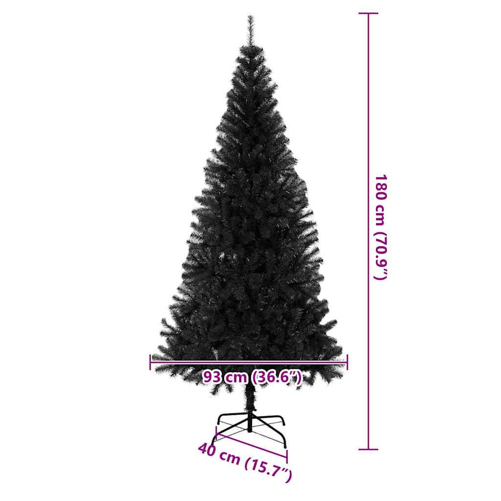 Kerstboom met 300 LED met standaard Zwart 180 cm PVC