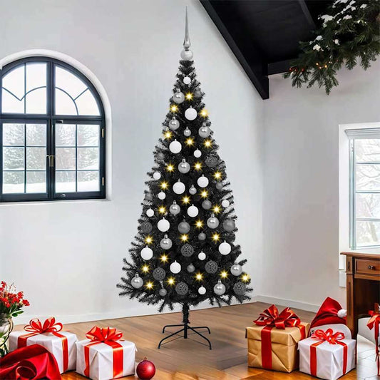 Kerstboom met 300 LED met standaard Zwart 180 cm PVC