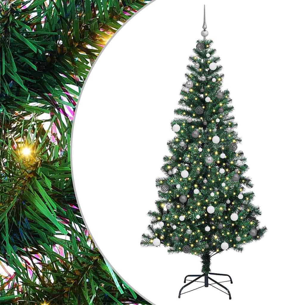 Kunstmatig Voorverlicht Kerstboom Groen 240 cm PVC en Metaal