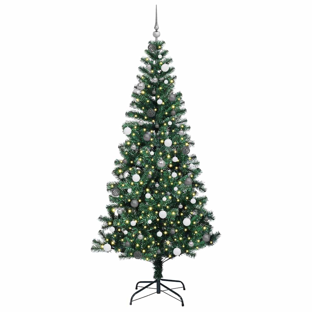 Kunstmatig Voorverlicht Kerstboom Groen 240 cm PVC en Metaal