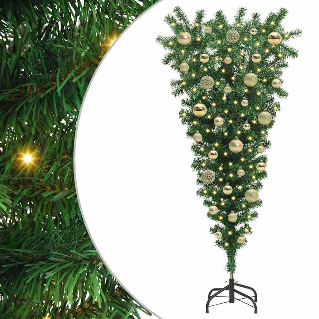 Ondersteboven Kunst Kerstboom met Ballenset Groen 120 cm PVC