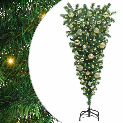 Ondersteboven Kunst Kerstboom met Ballenset Groen 120 cm PVC