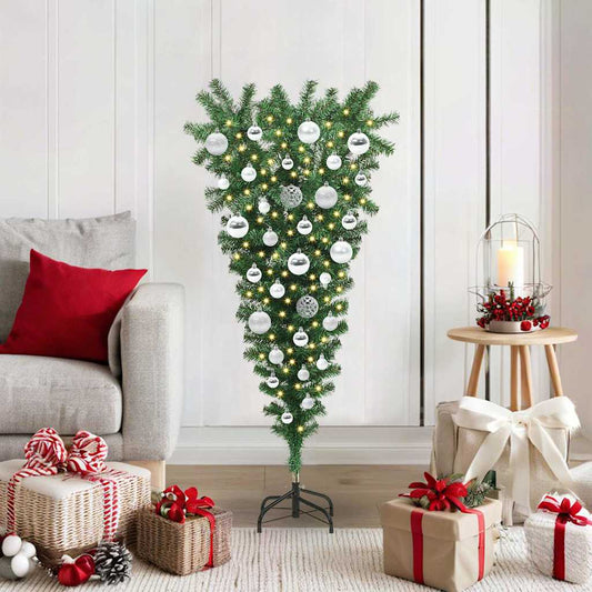 Opwaartse Kunstkerstboom met Ballenset Groen 120 cm PVC