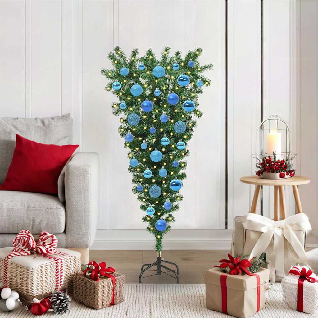 Omgekeerde Kunststof Voorverlichte Kerstboom met Ballenset PVC