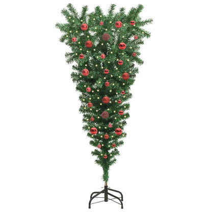 Op-ondersteboven Künstkerstboom met Voorverlichte Ballen 150 cm