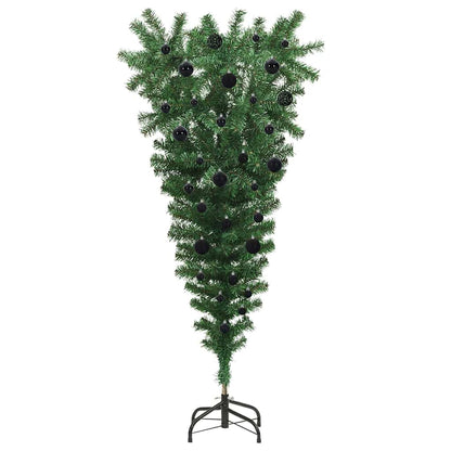 Opwaarts omgekeerde kunstkerstboom met ballenset Groen 150 cm