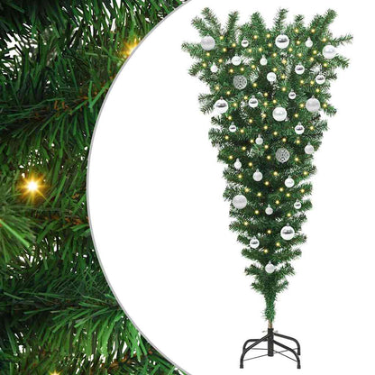 Ondersteboven Kunst Kerstboom met Ballenset Groen 150 cm PVC
