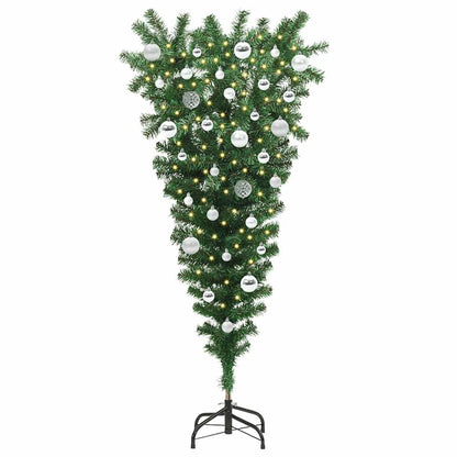 Ondersteboven Kunst Kerstboom met Ballenset Groen 150 cm PVC