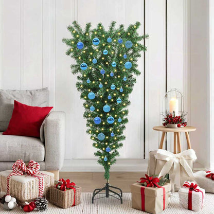 Op het hoofdstaande Kunstkerstboom met Ballenset Groen 150 cm
