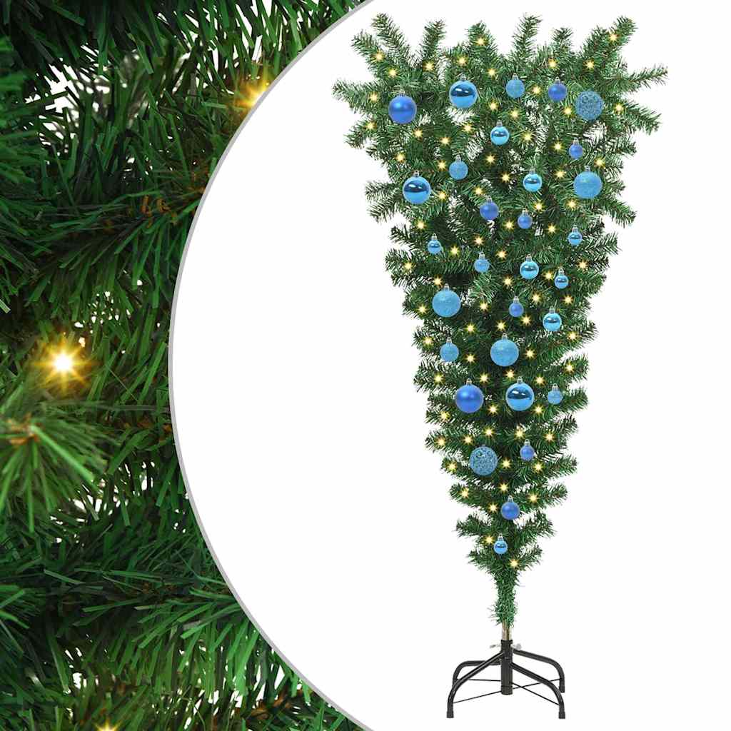Op het hoofdstaande Kunstkerstboom met Ballenset Groen 150 cm