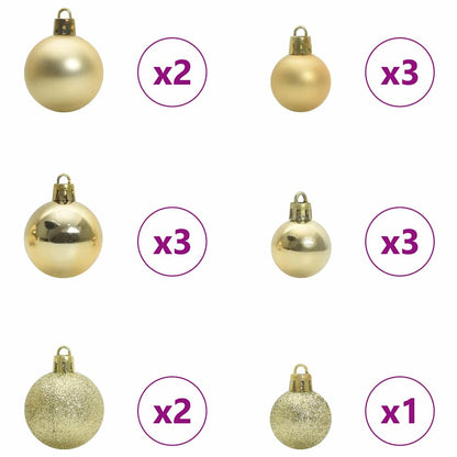 Ondersteboven kunst kerstboom met ballenset Groen 150 cm PVC