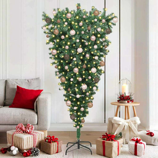 Upside-down Kunstkerstboom met Ballenset Groen 180 cm PVC