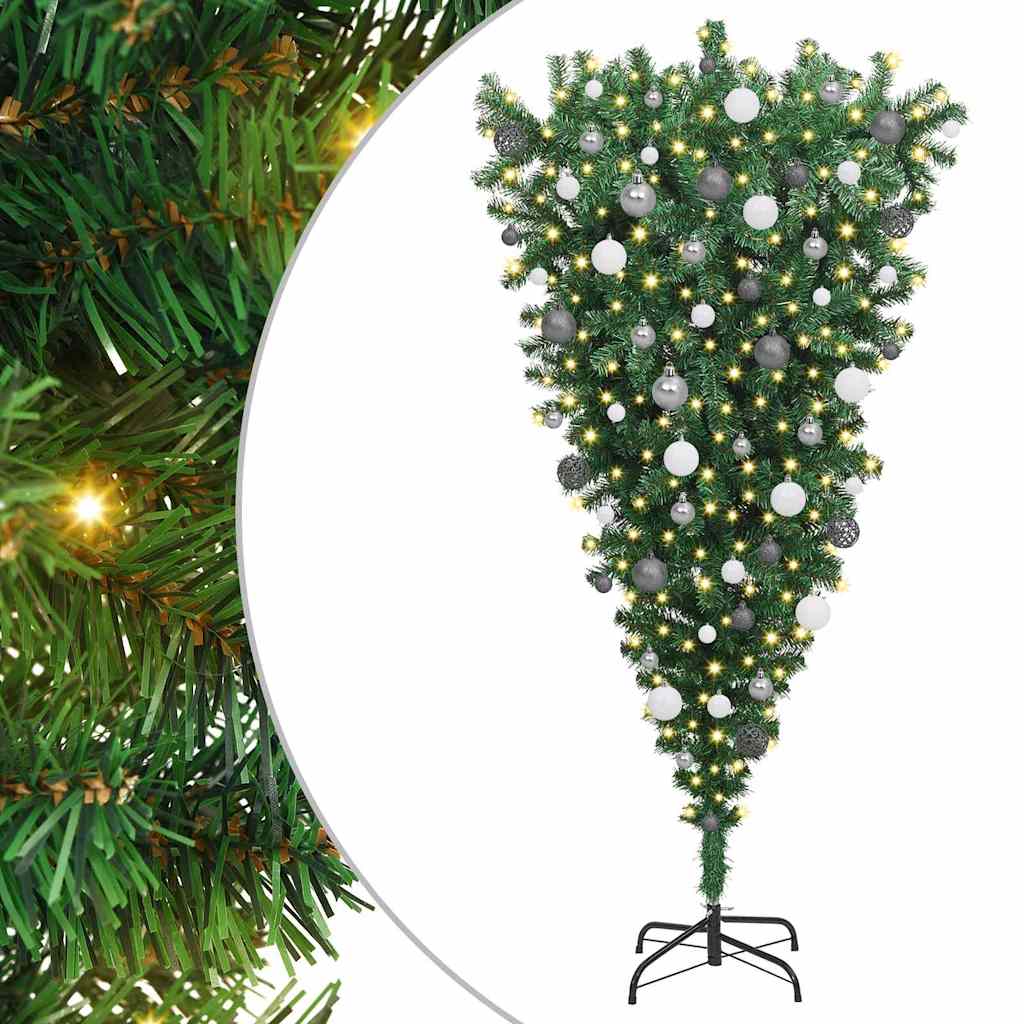 Ondersteboven Kunst Kerstboom met Ballenset Groen 180 cm PVC