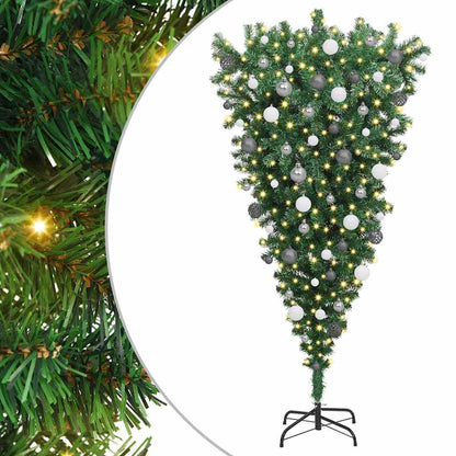 Ondersteboven Kunst Kerstboom met Ballenset Groen 180 cm PVC