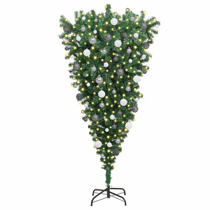 Ondersteboven Kunst Kerstboom met Ballenset Groen 180 cm PVC