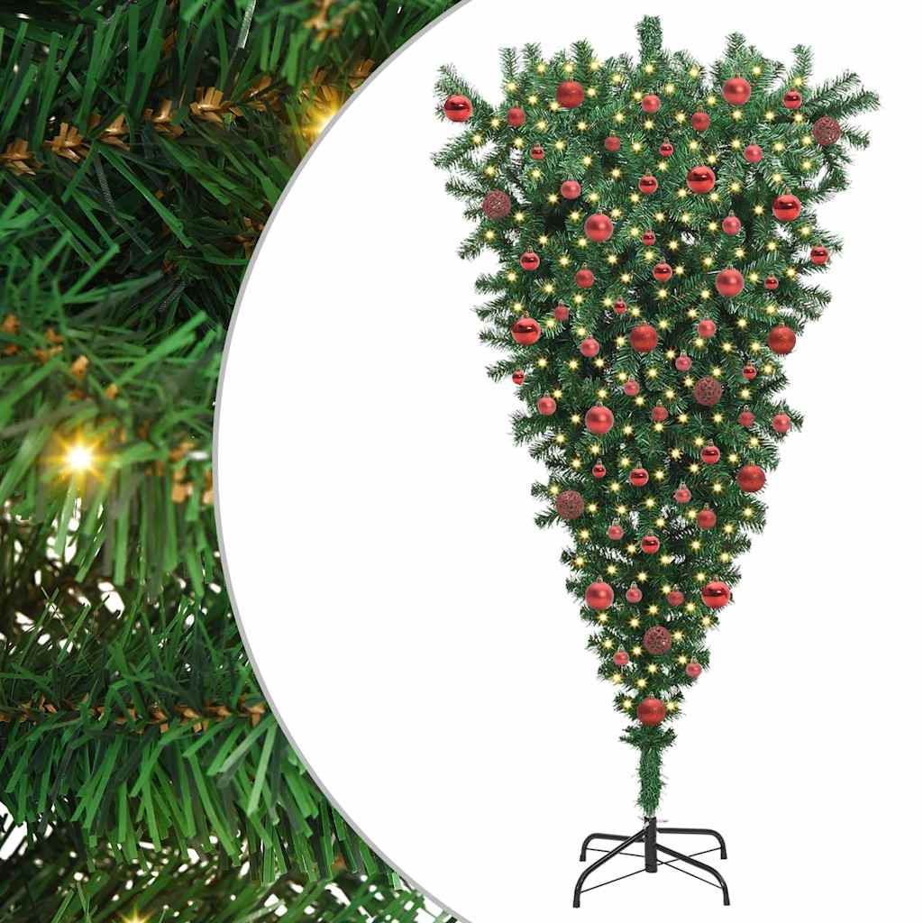 Understeboven Kunstkerstboom met Ballen Set Groen 180 cm PVC