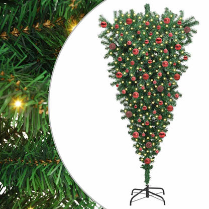 Understeboven Kunstkerstboom met Ballen Set Groen 180 cm PVC