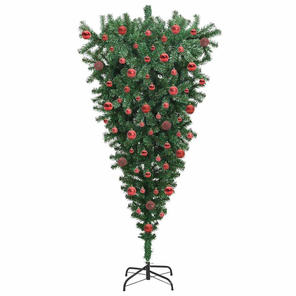 Understeboven Kunstkerstboom met Ballen Set Groen 180 cm PVC
