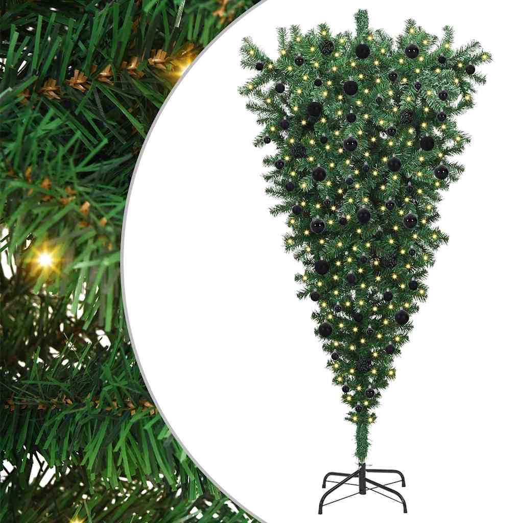 Ondersteboven Kunst Kerstboom met Ballenset Groen 180 cm PVC
