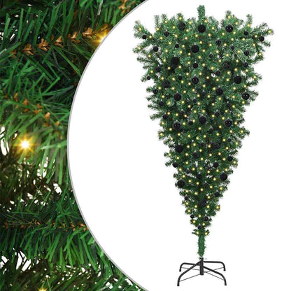 Ondersteboven Kunst Kerstboom met Ballenset Groen 180 cm PVC