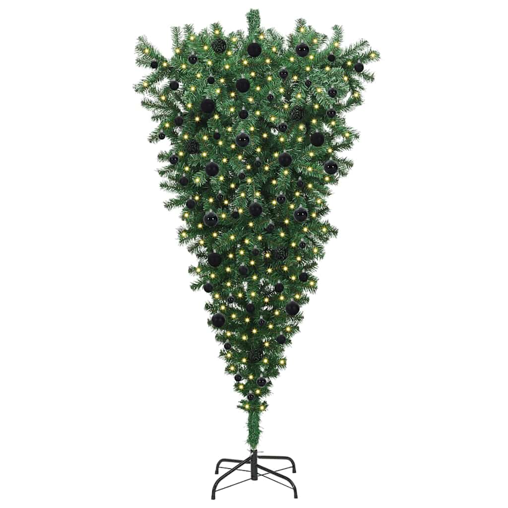 Ondersteboven Kunst Kerstboom met Ballenset Groen 180 cm PVC