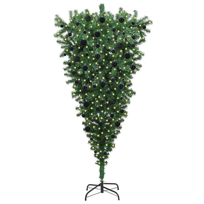 Ondersteboven Kunst Kerstboom met Ballenset Groen 180 cm PVC