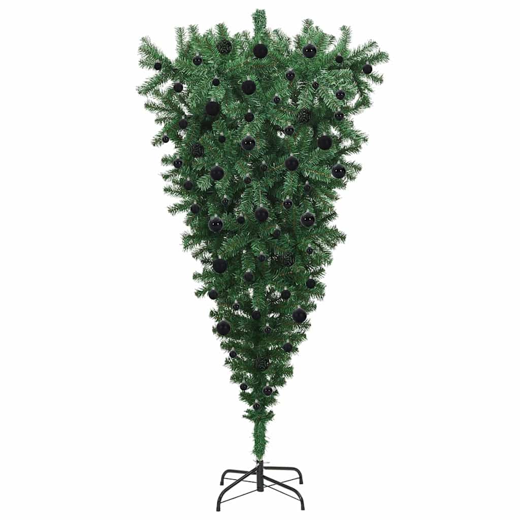 Ondersteboven Kunst Kerstboom met Ballenset Groen 180 cm PVC