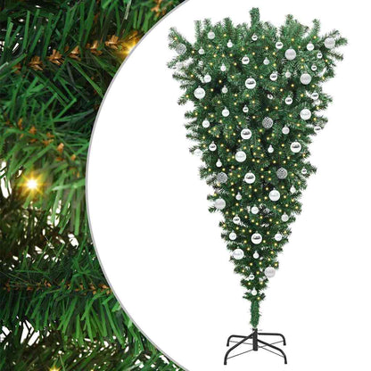Opwaarts Kunstkerstboom met Bollen Set Groen 180 cm PVC
