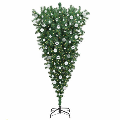 Opwaarts Kunstkerstboom met Bollen Set Groen 180 cm PVC