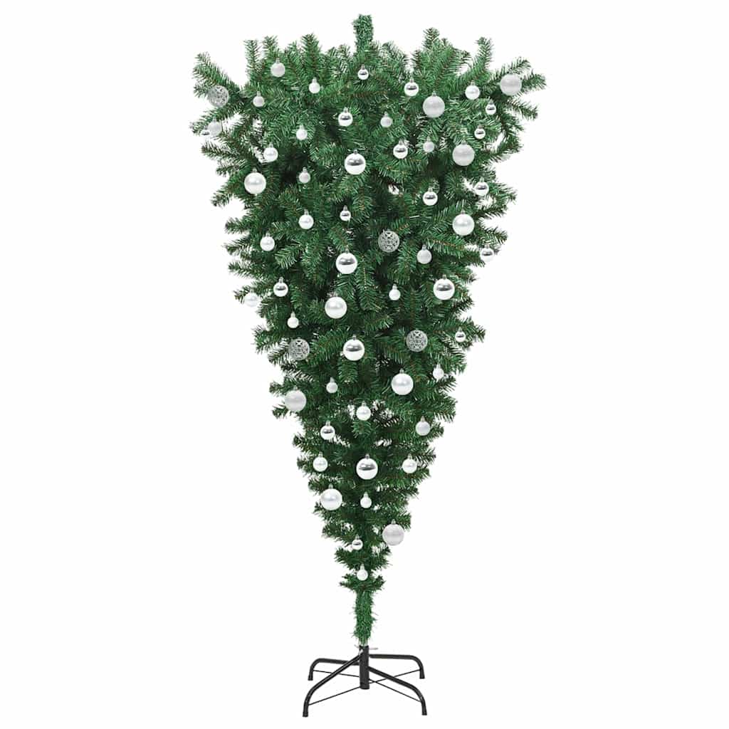 Opwaarts Kunstkerstboom met Bollen Set Groen 180 cm PVC