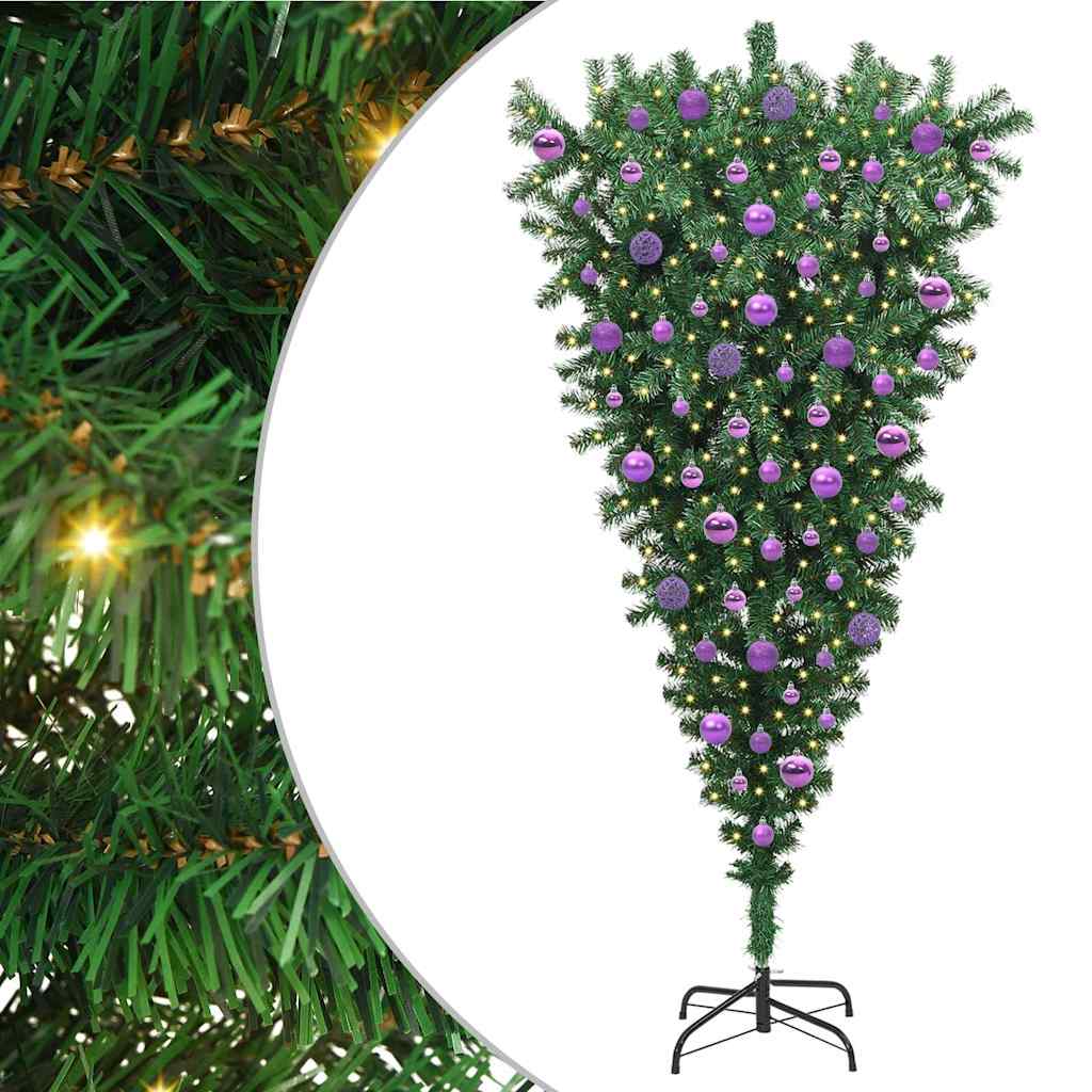 Zijwaarts kunstkerstboom met ballenset Groen 180 cm PVC
