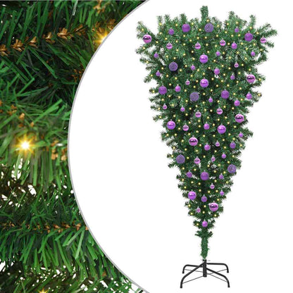 Zijwaarts kunstkerstboom met ballenset Groen 180 cm PVC