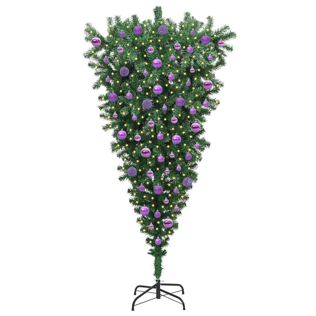 Zijwaarts kunstkerstboom met ballenset Groen 180 cm PVC