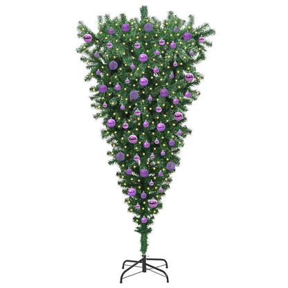 Zijwaarts kunstkerstboom met ballenset Groen 180 cm PVC