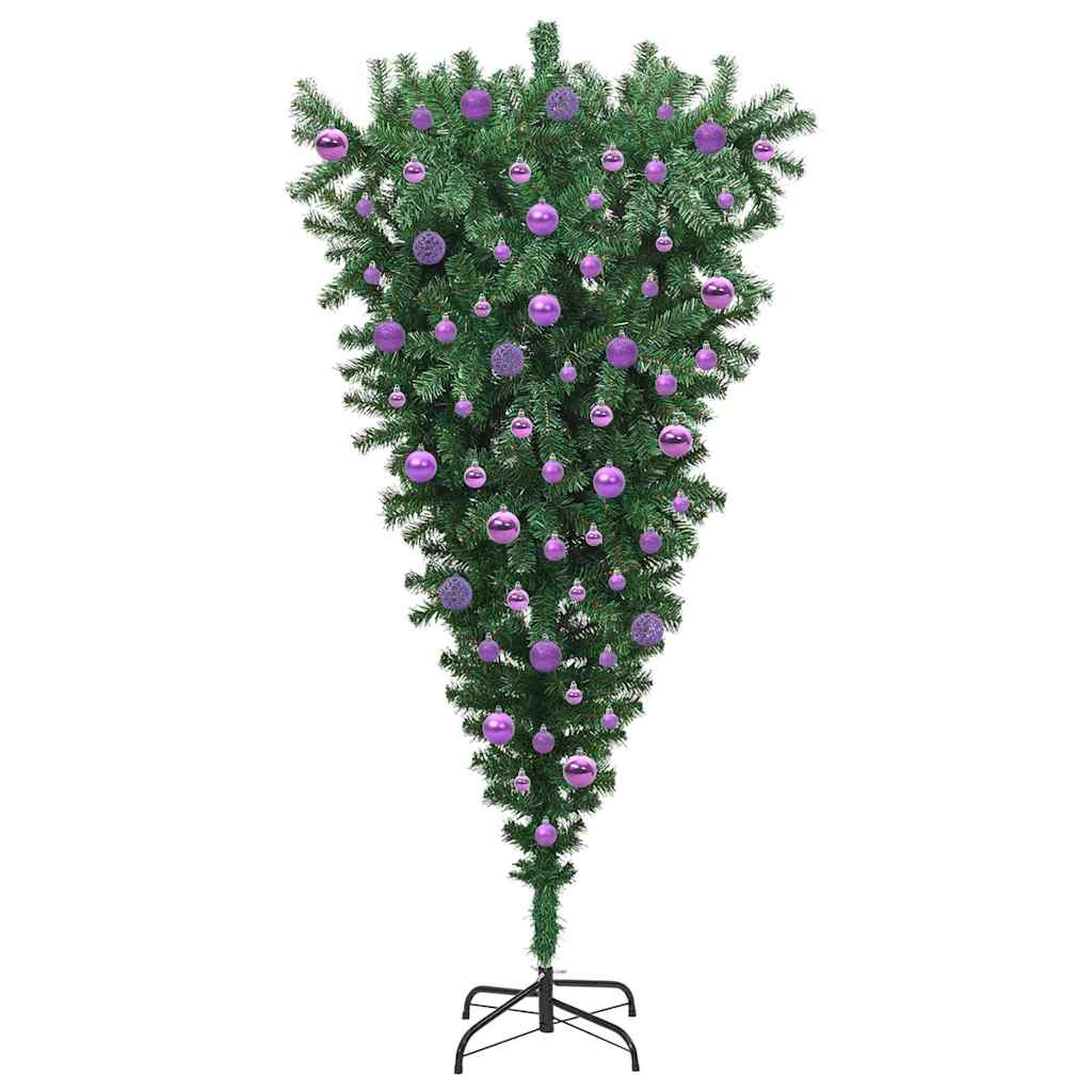 Zijwaarts kunstkerstboom met ballenset Groen 180 cm PVC