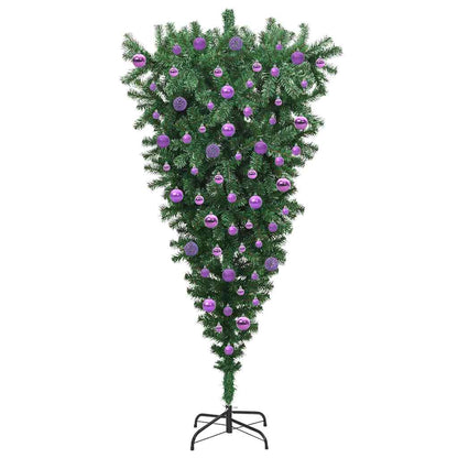 Zijwaarts kunstkerstboom met ballenset Groen 180 cm PVC