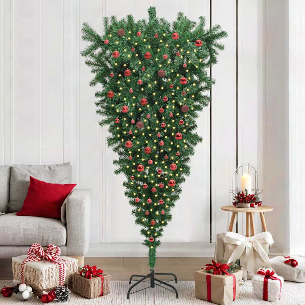 Opatieve kunstkerstboom met ballenset Groen 210 cm PVC